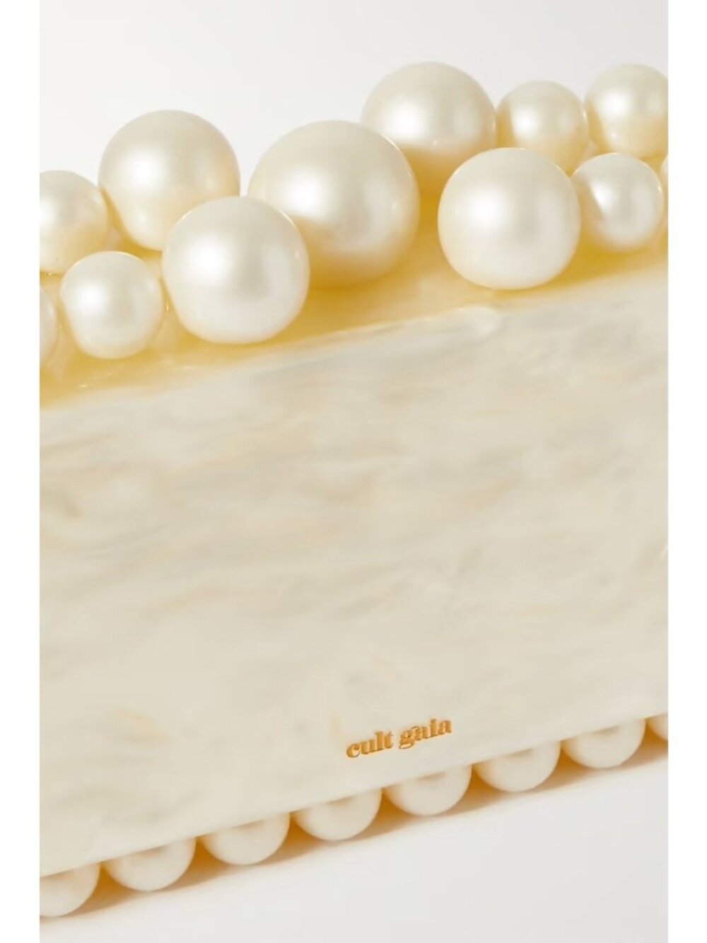 Cult Gaia Eos Beaded Acrylic Box Clutch in Pearl With Box Womens Ball Bag - Picture 5 of 16